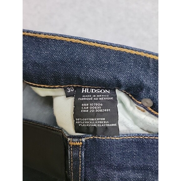 Hudson Jeans Mens 30 36x28 Straight Byron 5 Point Dark Blue Stretch Low Rise - Picture 9 of 12